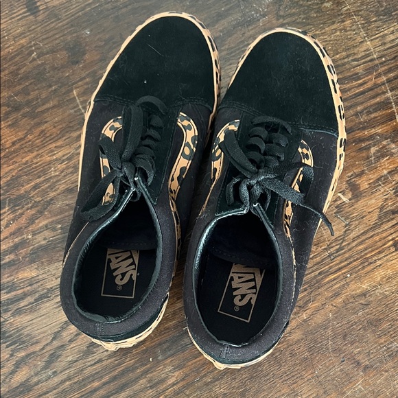 Vans Black and Leopard Women's Sneakers - Picture 4 of 6